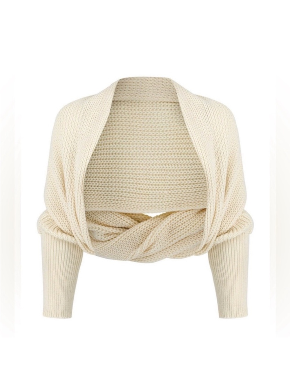 NWT Freya Harper Knit Wrap Lush Scarf Ivory with sleeves